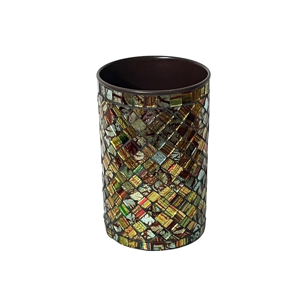 Pier 1 Imports Mosaic Glass Vase Home Decor‎ OS Multicolor Iridescent Cylinder
